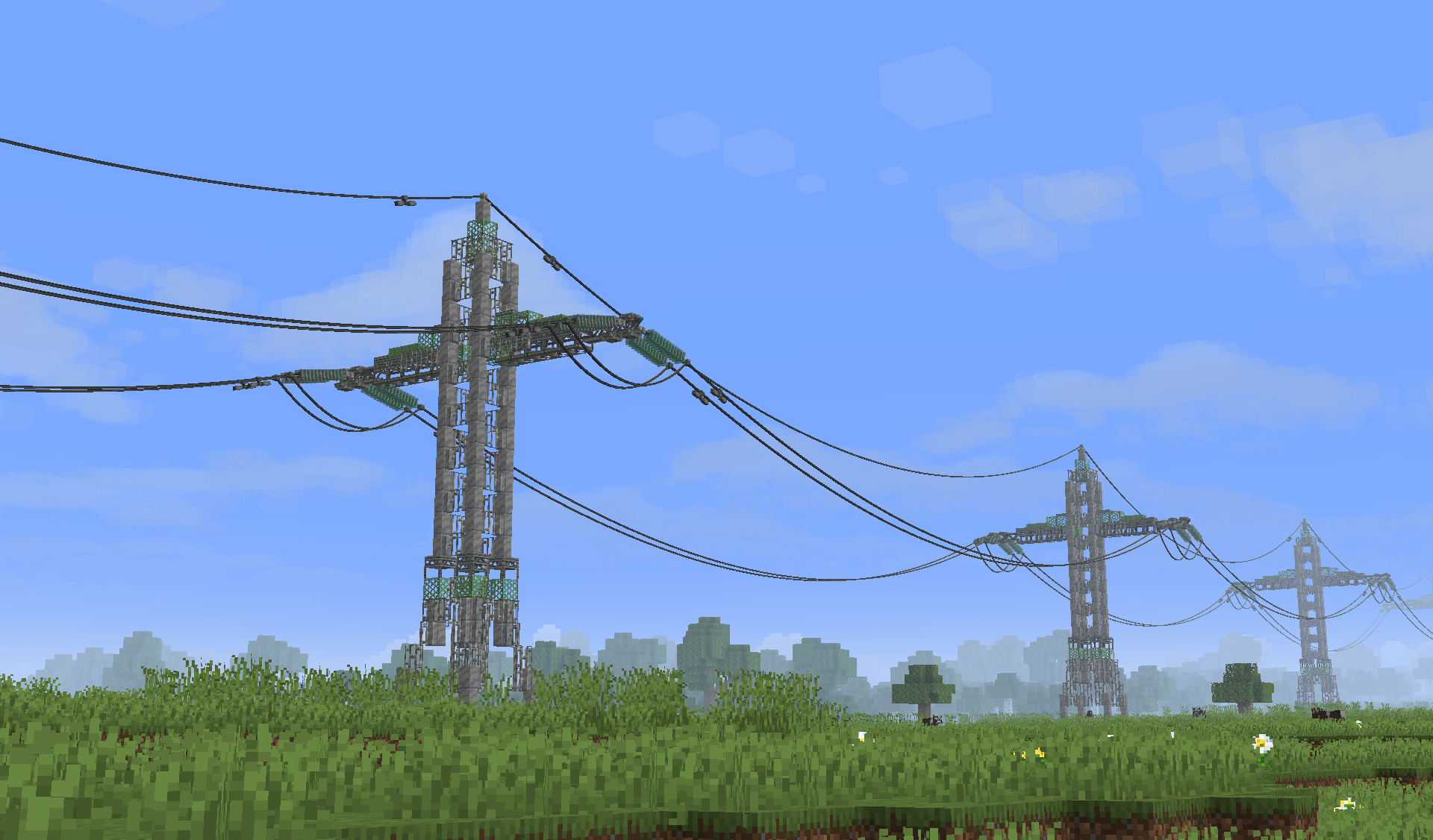 Lignes à haute tension LD Energy traversant la plaine